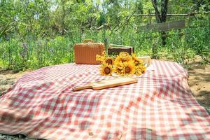 bellissimo arredamento bianco in stile boho. picnic nella natura, tavolo, tappeti, wigwam, tenda, cuscini nel parco. festa dopo la quarantena. foto