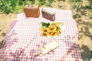 bellissimo arredamento bianco in stile boho. picnic nella natura, tavolo, tappeti, wigwam, tenda, cuscini nel parco. festa dopo la quarantena. foto