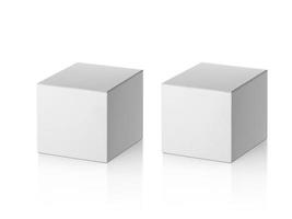 confezione vuota scatola di cartone bianca isolata su sfondo bianco pronta per il design dell'imballaggio foto