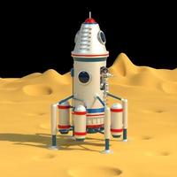 lander spaziale con astronauta sulla superficie della luna foto