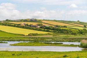vista panoramica della campagna nella riserva delle zone umide di South Huish nel Devon foto