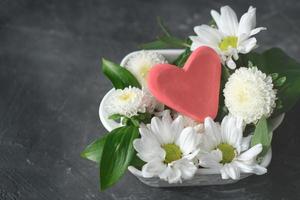 cuore rosso e fiori, assistenza sanitaria, amore, donazione di organi foto