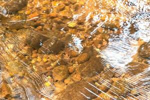 rocce sott'acqua limpide con la luce del sole al mattino foto