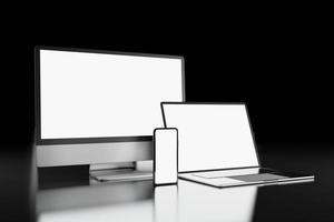 Illustrazione di rendering 3d di un computer portatile dal design minimale foto