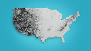 usa mappa in rilievo colorata in base al terreno su sfondo blu isolato illustrazione 3d foto