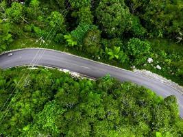 ripresa aerea di strada nella foresta tropicale foto