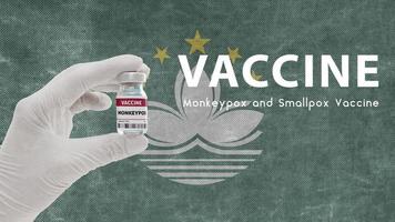 vaccino contro il vaiolo delle scimmie e il vaiolo, virus pandemico del vaiolo delle scimmie, la vaccinazione a Macao per l'immagine del vaiolo delle scimmie presenta rumore, granularità e artefatti da compressione foto