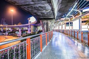 modo a piedi nella città urbana di notte., bangkok, thailandia. foto