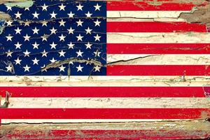 Bandiera 3d degli stati uniti d'america su legno foto
