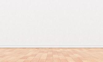 stanza vuota con pavimento in legno e muro di cemento grezzo in tono scuro sullo sfondo in stile vintage. concetto di carta da parati per interni e materiale da costruzione. rendering di illustrazioni 3d foto