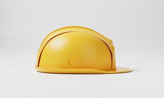 casco di sicurezza casco giallo su sfondo bianco. concetto di ingegneria commerciale e edile. rendering di illustrazioni 3d foto