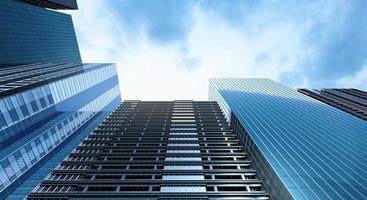 ufficio edificio moderno e sfondo azzurro del cielo, rendering 3d foto