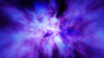 gas nebuloso nello spazio. nebulosa blu e viola. volare attraverso i gas della nebulosa. viaggio spaziale. illustrazione 3d foto