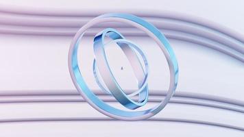 tre anelli di metallo argentato isolati su sfondo bianco. sfondo geometrico astratto. illustrazione 3d foto