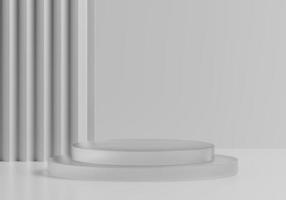 il podio di visualizzazione del prodotto in cristallo astratto bianco con il gruppo di cristalli 3d rende lo sfondo premium foto