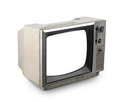 vecchia tv su sfondo bianco isolato foto