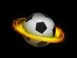 calcio o pallone da calcio su uno sfondo di linee luminose foto