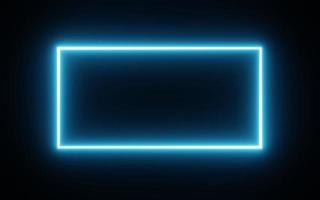cornice rettangolare quadrata con grafica in movimento a colori neon blu su sfondo nero isolato. luce blu in movimento per l'elemento di sovrapposizione. rendering di illustrazioni 3d. spazio di copia vuoto al centro foto