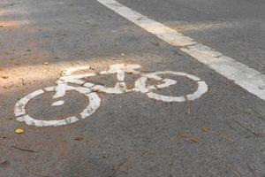 cartello ciclabile, pista ciclabile indicata la strada per biciclette nel parco pubblico foto
