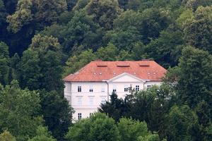 tetti di tegole della città di ljubljana la capitale della slovenia. foto