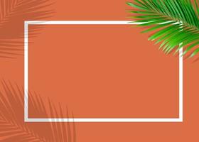 monstera verde tropicale lascia la natura su sfondo arancione con design a cornice foto