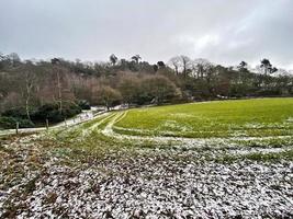 una vista della campagna dello Shropshire a hawkstone in inverno foto