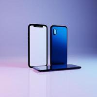 Smartphone 3d con rendering dello schermo bianco per foto premium degli annunci del mercato aziendale