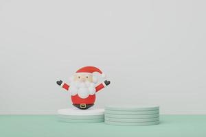 Podio di visualizzazione 3d per presentazione di prodotti e cosmetici con buon natale e felice anno nuovo concetto. geometrico moderno. piattaforma per simulare e mostrare il marchio. design minimale e pulito. foto