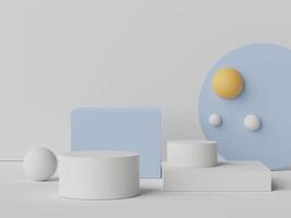 Rendering 3d di una scena minimale pastello del podio bianco bianco con tema dei toni della terra. colore saturo tenue. design di forme geometriche semplici. foto