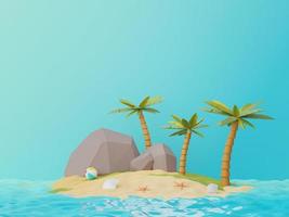 Rendering 3d di uno sfondo astratto minimo per mostrare prodotti o presentazioni cosmetiche con scene di spiaggia estiva. stagione estiva foto