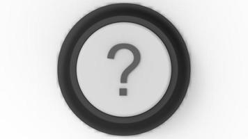 punto interrogativo pulsante bianco isolato illustrazione 3d rendering foto