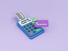 illustrazione di rendering 3d della transazione di pagamento online senza contatto nfc foto