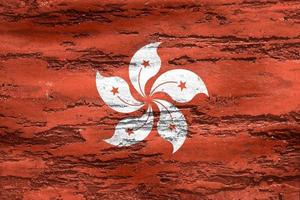 bandiera di hong kong - bandiera in tessuto sventolante realistica foto