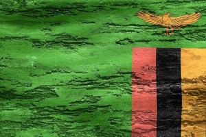 3d-illustrazione di una bandiera dello zambia - bandiera sventolante realistica del tessuto foto