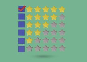 Valutazione degli appunti 3d a 5 stelle per il miglior concetto di feedback degli appunti di valutazione foto