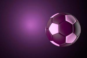 Pallone da calcio 3d su sfondo nero in luce viola foto