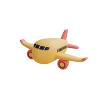 Rendering 3d di aeroplano giallo, concetto di turismo e viaggio, stile minimal, disposizione piatta. foto