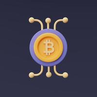 bitcoin, servizi di tecnologia blockchain, concetto di protezione della criptovaluta, criptovaluta mondiale indipendente, stile minimale.rendering 3d. foto