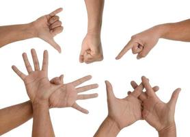 gesti delle mani isolati su bianco foto