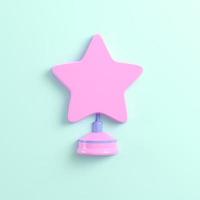 stella rosa su supporto su sfondo blu brillante in colori pastello foto