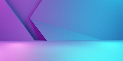Rendering 3d di sfondo geometrico astratto viola e blu. concetto cyberpunk. scena per pubblicità, tecnologia, vetrina, banner, cosmetici, moda, affari. illustrazione di fantascienza. esposizione del prodotto foto