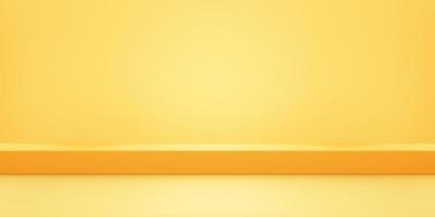 Rendering 3d di uno sfondo di concetto minimo geometrico astratto giallo arancione vuoto. scena per pubblicità, cosmetici, showroom, banner, moda, tecnologia, affari. illustrazione. esposizione del prodotto foto