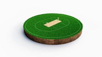 illustrazione 3d del campo sportivo in miniatura dello stadio di cricket rotondo foto