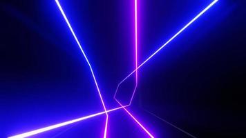 Rendering 3d di neon flash e luce che si illumina su una scena scura. tunnel della luce di velocità attraverso la città o urbano. tecnologia internet della rete futura. fantascienza del viaggio interstellare nell'iperspazio. foto