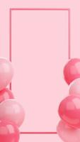 banner di congratulazioni con palloncini e cornice su sfondo rosa - 3d rendono la storia dei social media. foto