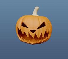 Rendering 3d di zucca di halloween con faccia malvagia sfondo astratto minimo foto