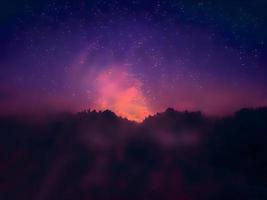 paesaggio notturno montagna e sfondo della galassia della Via Lattea, lunga esposizione, scarsa illuminazione foto