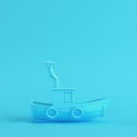 barca da pesca su sfondo blu brillante in colori pastello foto