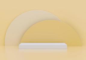 piedistallo minimalista per la visualizzazione del prodotto su sfondo giallo come il sole. piattaforma del podio vuota. foto
