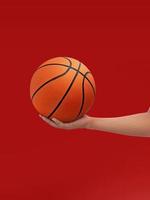 mani e basket isolati su sfondo rosso foto